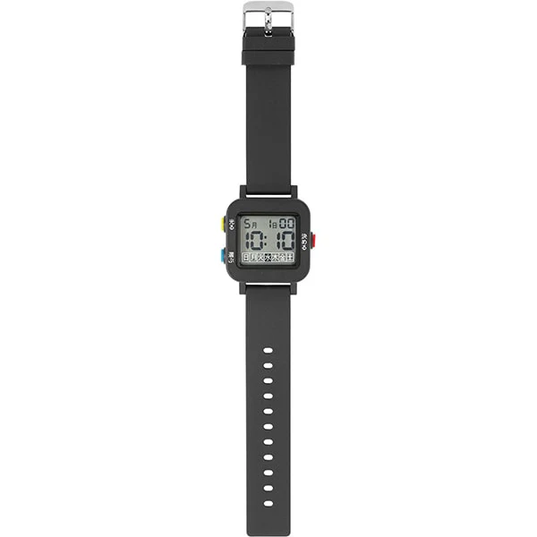Sun Flame CN2A0001-BK Minimalist Digital Watch Intuitive Color-Coded Buttons Japanese Day Display Lightweight Design