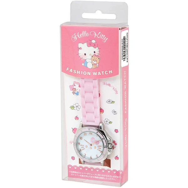 Sun Flame CR3C0008-KTP Quartz Watch Stylish Rubber Strap Cute Sanrio Hello Kitty Design Pink