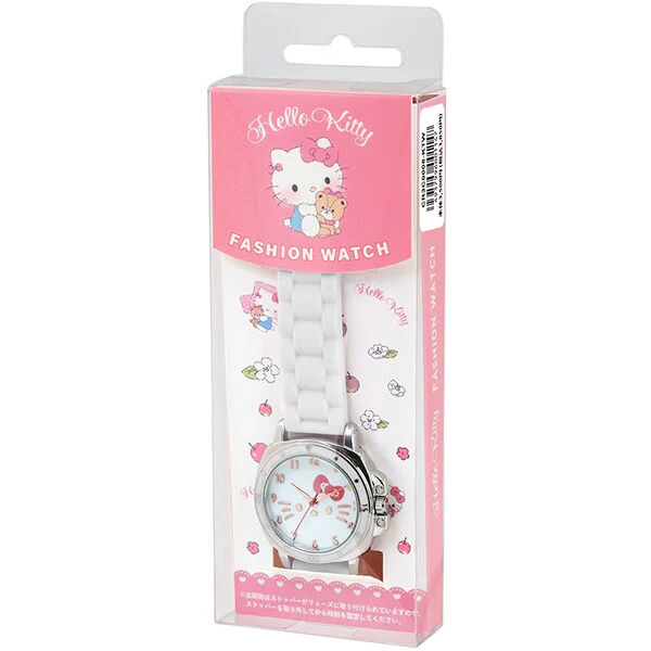 Sun Flame CR3C0008-KTW Quartz Movement Rubber Strap Hello Kitty Design Water Resistant Stylish White Watch
