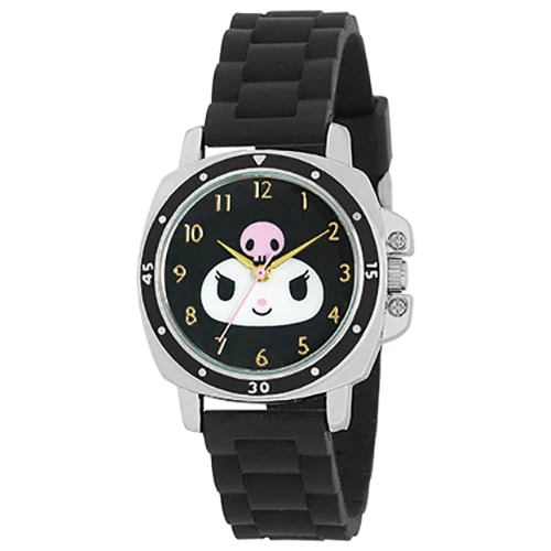Sun Flame CR3C0008-KUB Quartz Watch Rubber Strap Stylish Black Design Sanrio Kuromi Character