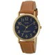 Sun Flame HG198-CA Men's Quartz Watch Dark Blue Camel Leather Strap Stylish Design Water Resistant