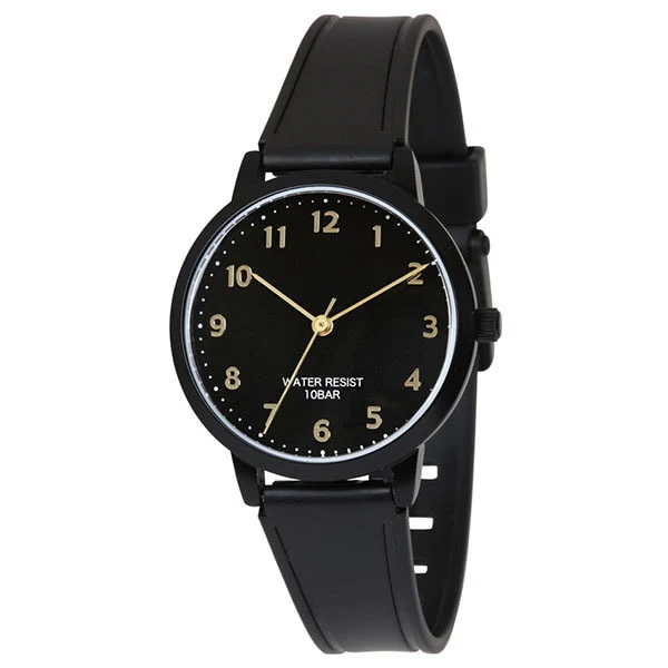 Sun Flame HL270-BK Women's Rubber Strap Watch 10 ATM Water Resistant White Dial Stylish Design