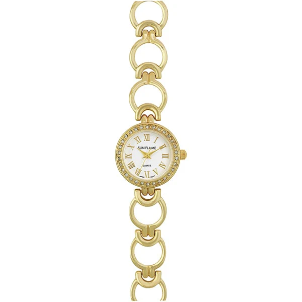 Sun Flame JF4D0002-G Fashion Watch Made in Japan Bracelet Style Gold Elegant Design Water Resistant