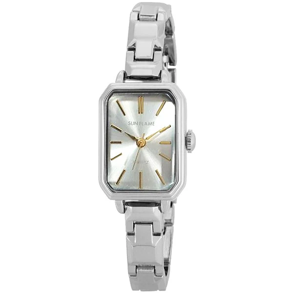 Sun Flame JF4D0004-S Fashion Watch Made in Japan Square Silver Stylish Design Quartz Movement Durable Construction
