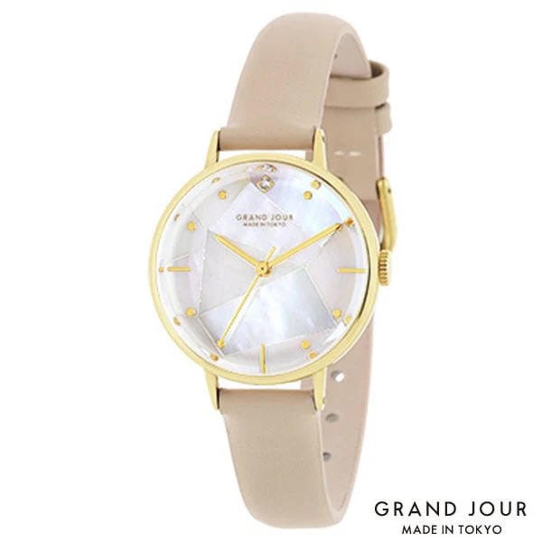 Sun Flame JGAA0002-BE Women's Japanese Leather Strap Elegant Shell Dial Water Resistant Stylish Design