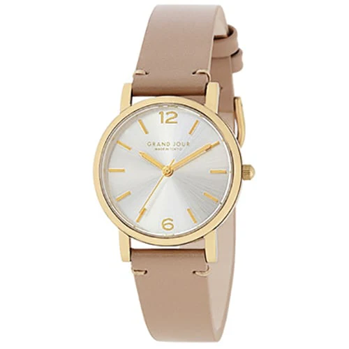 Sun Flame JGAB0011-MO Fashion Watch Made in Tokyo Genuine Leather Strap Mocha Color Elegant Design Stylish Timepiece