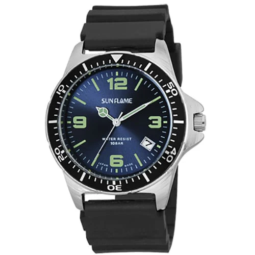 Sun Flame MJG-B03-BL Japanese Quartz Movement Stylish Design Water Resistant Durable Stainless Steel Band