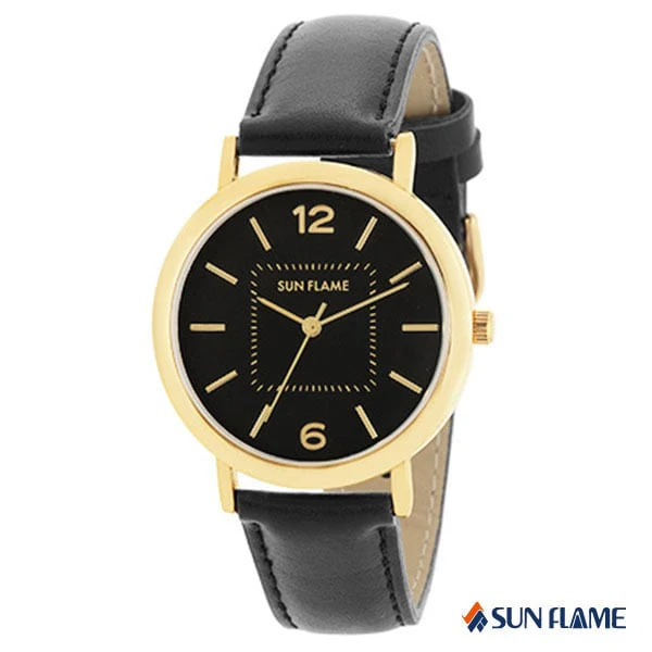 Sun Flame MJG-B32-BK Stylish Design Water Resistant Quartz Movement Durable Stainless Steel Band Elegant Black Dial
