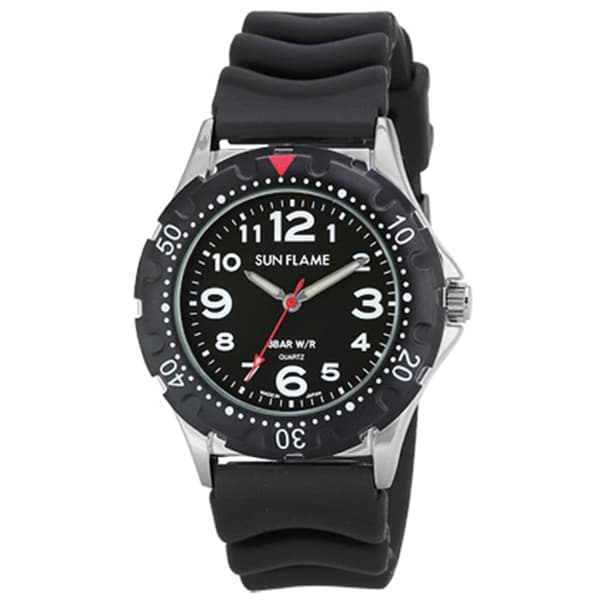 Sun Flame MJG-D87-BBK Japanese Quartz Movement Water Resistant Elegant Design Durable Stainless Steel Band