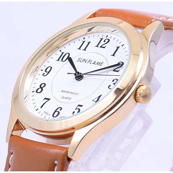 Sun Flame MJG-D88-BR Japanese Quartz Movement Water Resistant Stylish Design Durable Stainless Steel Band