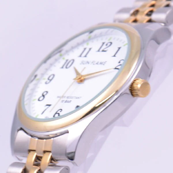 Sun Flame MJG-M35-TW Stylish Design Water Resistant Quartz Movement Durable Stainless Steel Strap