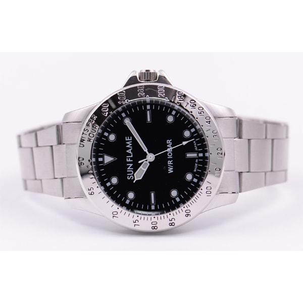 SUN FLAME MJG X05 BK Men's Wristwatch with 10 ATM Water Resistance and Stylish Stainless Steel Band, Crafted in Japan for Durability and Elegance