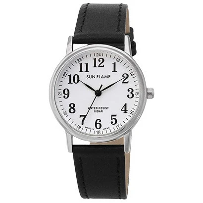 Sun Flame MJG-X06-BK Men's Watch 10 ATM Water Resistance Genuine Leather Band Made in Japan Stylish Design - Image 4