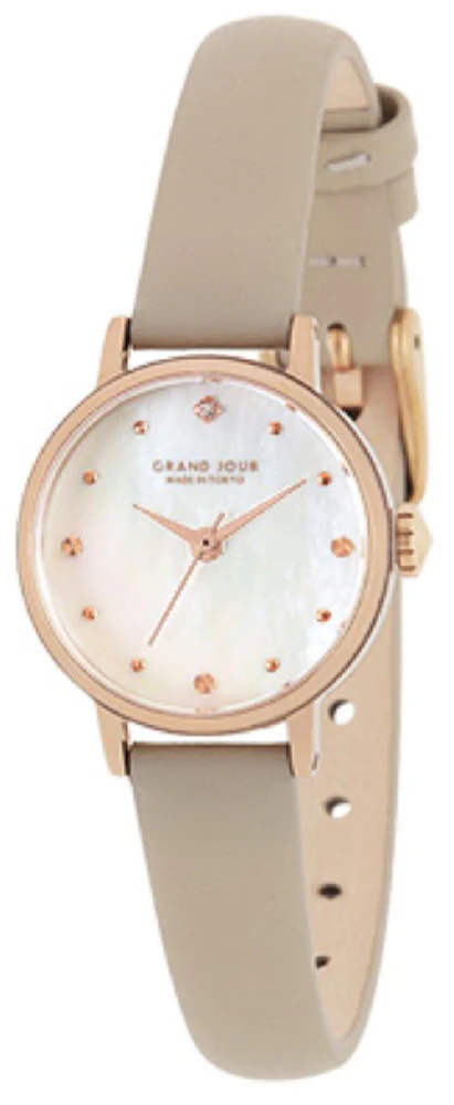 Sun Flame MJGJUA08-BE Fashion Watch Grand Jour Made in Tokyo Beige Elegant Design Quartz Movement Water Resistant