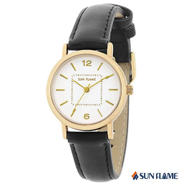 Sun Flame MJL-B31-BK Fashion Watch for Women - Leather Strap - Black Dial - Elegant Design - Water Resistant