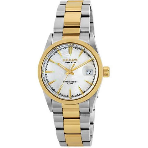Sun Flame MJZ003-TW Stylish Design Water Resistant Quartz Movement Durable Stainless Steel Band