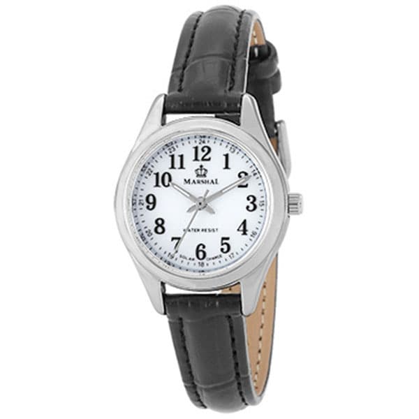 Sun Flame MRL104-BK Solar-Powered Leather Strap Elegant Design Water-Resistant Eco-Friendly Timepiece