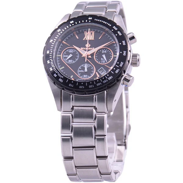 Sun Flame MRZ014-MBK Stylish Quartz Men's Watch Durable Stainless Steel Case Water Resistant Elegant Black Dial - Image 3