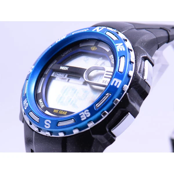 Sun Flame SCY02-BL Stylish Digital Watch - Blue LED Display - Water Resistant - Lightweight Design - Sleek Modern Style