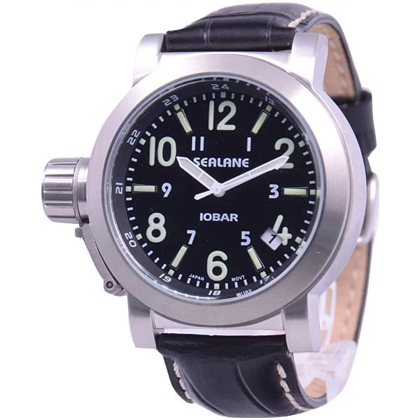 Sun Flame SE43-LBK Stylish Blue Leather Strap 10 ATM Water Resistant Elegant Design for Everyday Wear