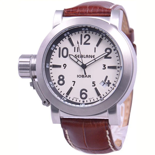 Sun Flame SE43-LWH 10 ATM Water Resistant Leather Strap Stylish Blue Dial Elegant Design