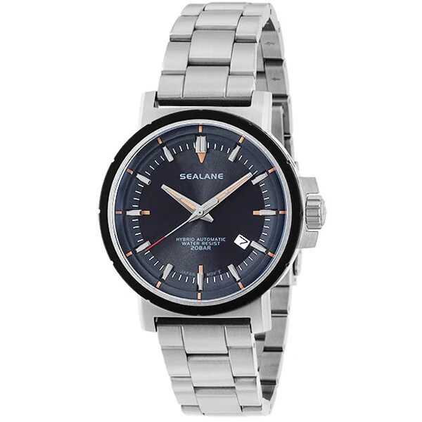 Sun Flame SER02-MBK Hybrid Automatic 200m Water Resistant Stainless Steel Case Luminous Hands Elegant Design