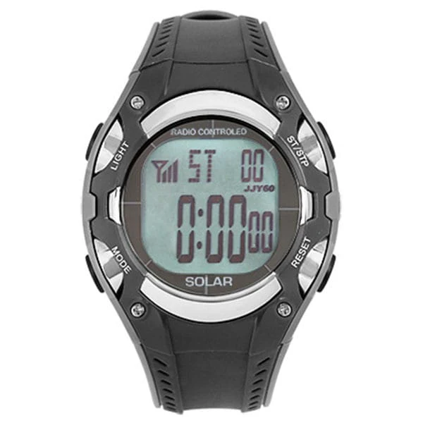 Sun Flame SRC06-BK Digital Solar Powered Watch with Radio Control Precision Water Resistant Stylish Design
