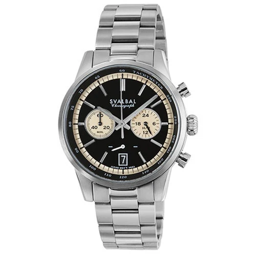 Sun Flame SV16-MBK Men's Chronograph Watch Water Resistant Stylish Design Durable Stainless Steel