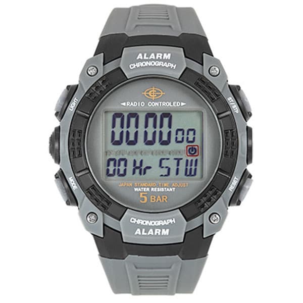 Sun Flame WRC17-GY Digital Radio-Controlled Clock with Backlight Alarm Function Water-Resistant Stylish Design