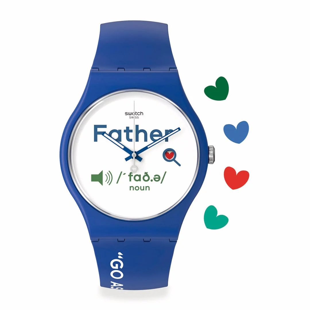 SWATCH All About Dad SO29Z704 Blue Quartz Watch - Image 3