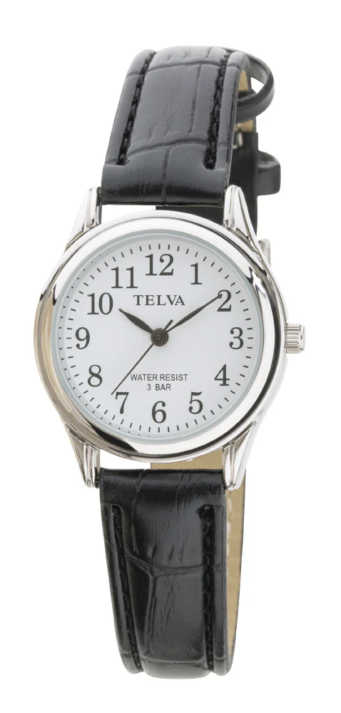 TE-AL146-BKS KS Stylish TELVA Women's Watch Battery Powered Elegant Leather Band Water Resistant