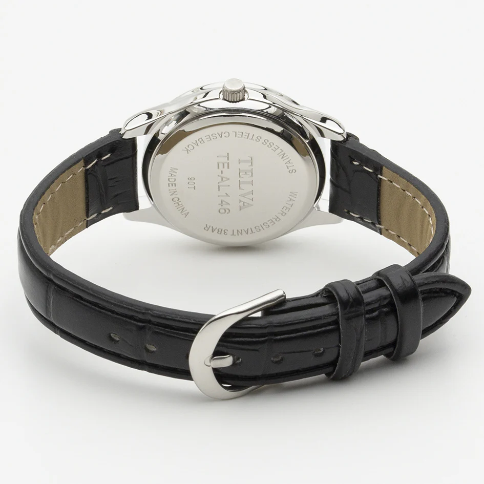 TE-AL146-BKS KS Stylish TELVA Women's Watch Battery Powered Elegant Leather Band Water Resistant - Image 2