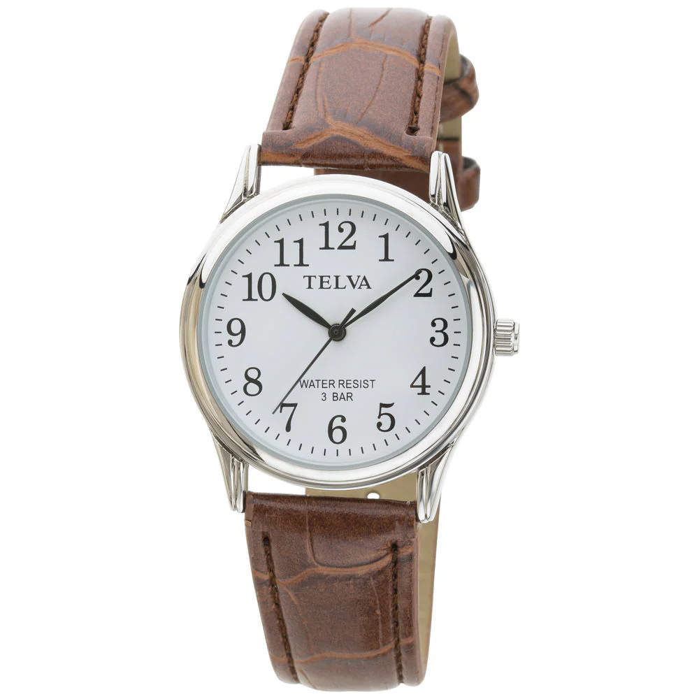 TE-AM147-BRS RS TELVA Analog Watch Men's Wristwatch Stylish Brown White Design Water Resistant Durable