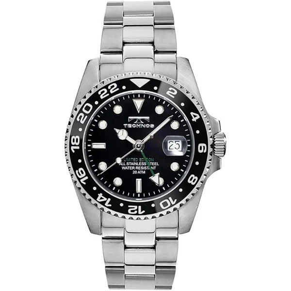 Technos T2444SB Silver Black Authentic 1-Year Warranty Water Resistant Stylish Design