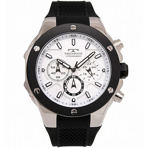 Technos T6C22BS Men's Silicone Band Black Waterproof Stylish Design 1-Year Warranty