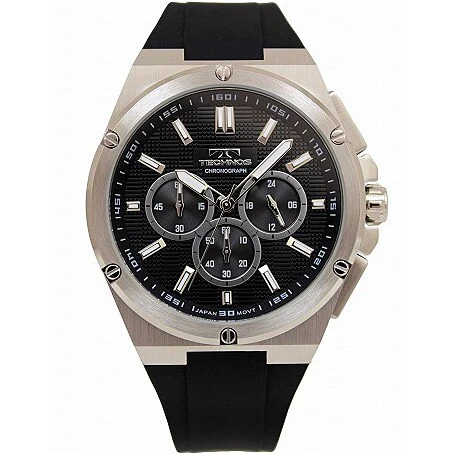Technos T6C27SB Men's Silicone Band Black Water Resistant Stylish Design 1-Year Warranty