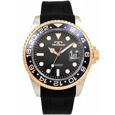 Technos T6C28PB Men's Silicone Band Black Genuine Product 1-Year Warranty Water Resistant Stylish Design
