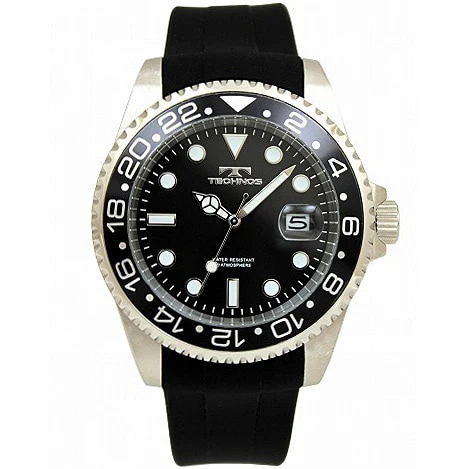 Technos T6C28SB Men's Silicone Band Black Authentic 1-Year Warranty Water Resistant Stylish Design