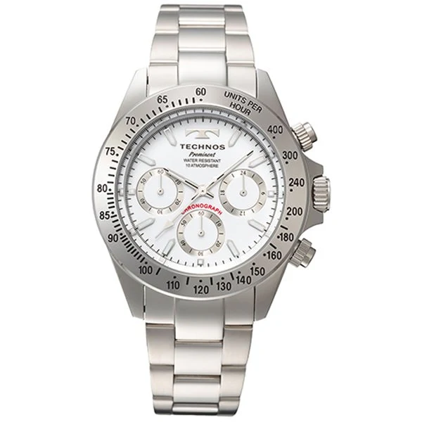 Technos TP0403SW Stainless Steel Men's Watch White Dial Water Resistant 1-Year Warranty Elegant Design
