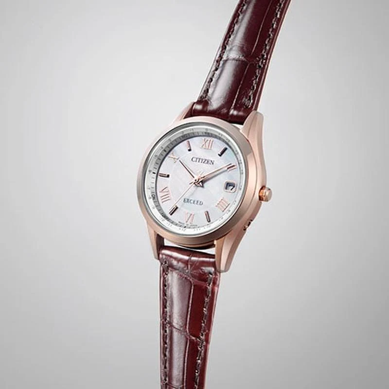 Citizen Ladies Exceed Eco-Drive Radio-Controlled Watch, Direct Flight Strap Pair Model with Leather Band ES9372-08W - Image 3
