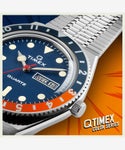 TIMEX Q TIMEX TW2U61100 Navy x Orange Quartz Unisex Watch - Image 9