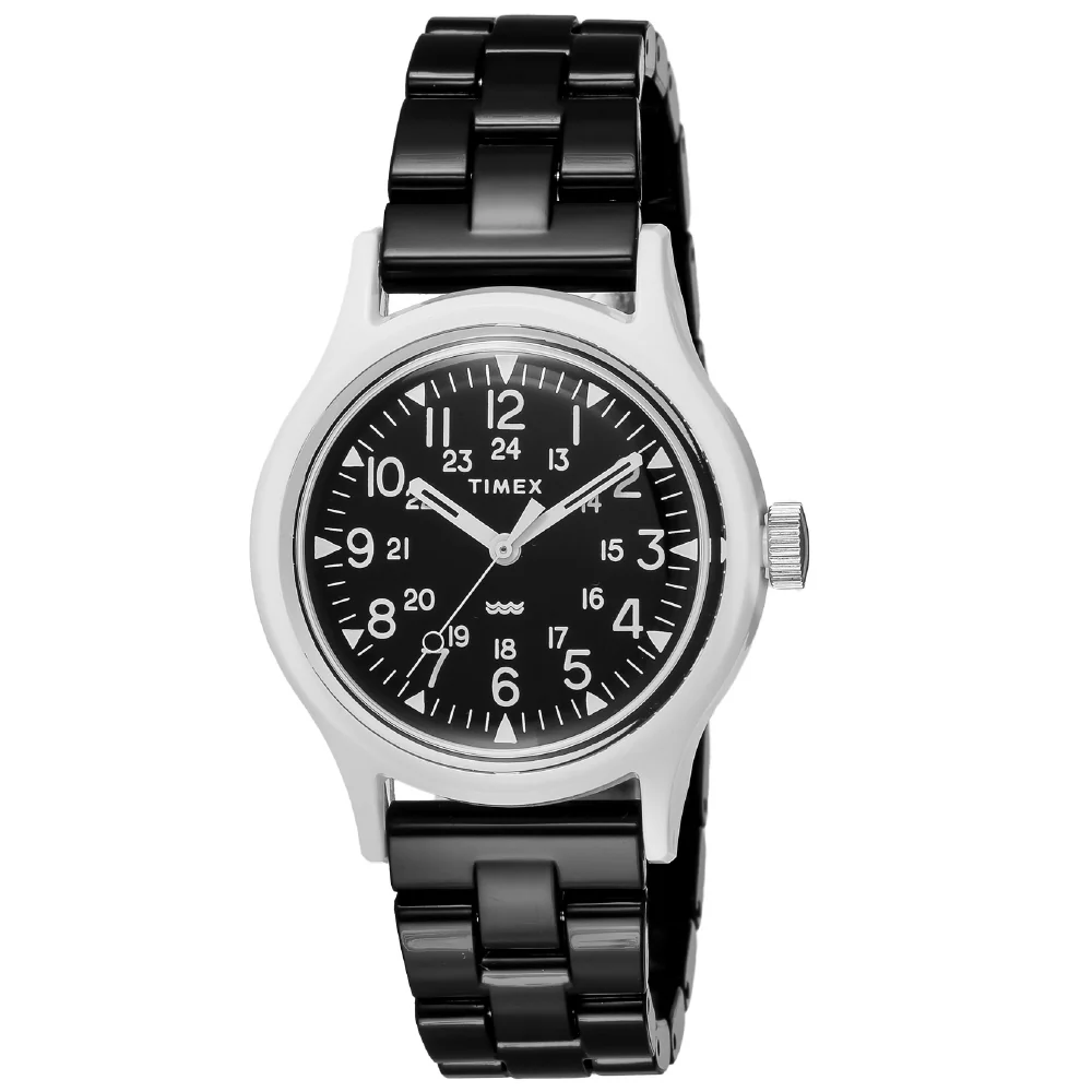 TIMEX TW2V19900-2 Classic Tile Collection Original Camper Black Dial Black Band Water Resistant Durable Design 1-Year