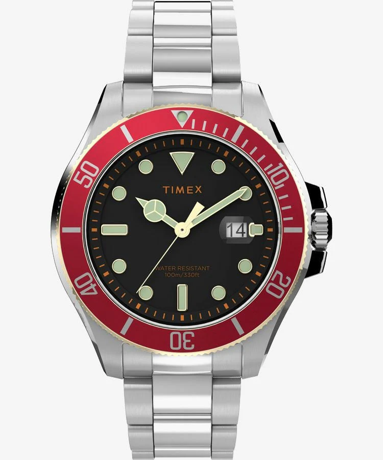TIMEX Harborside Coast TW2V27400 43mm Red Bezel Quartz Unisex Watch
