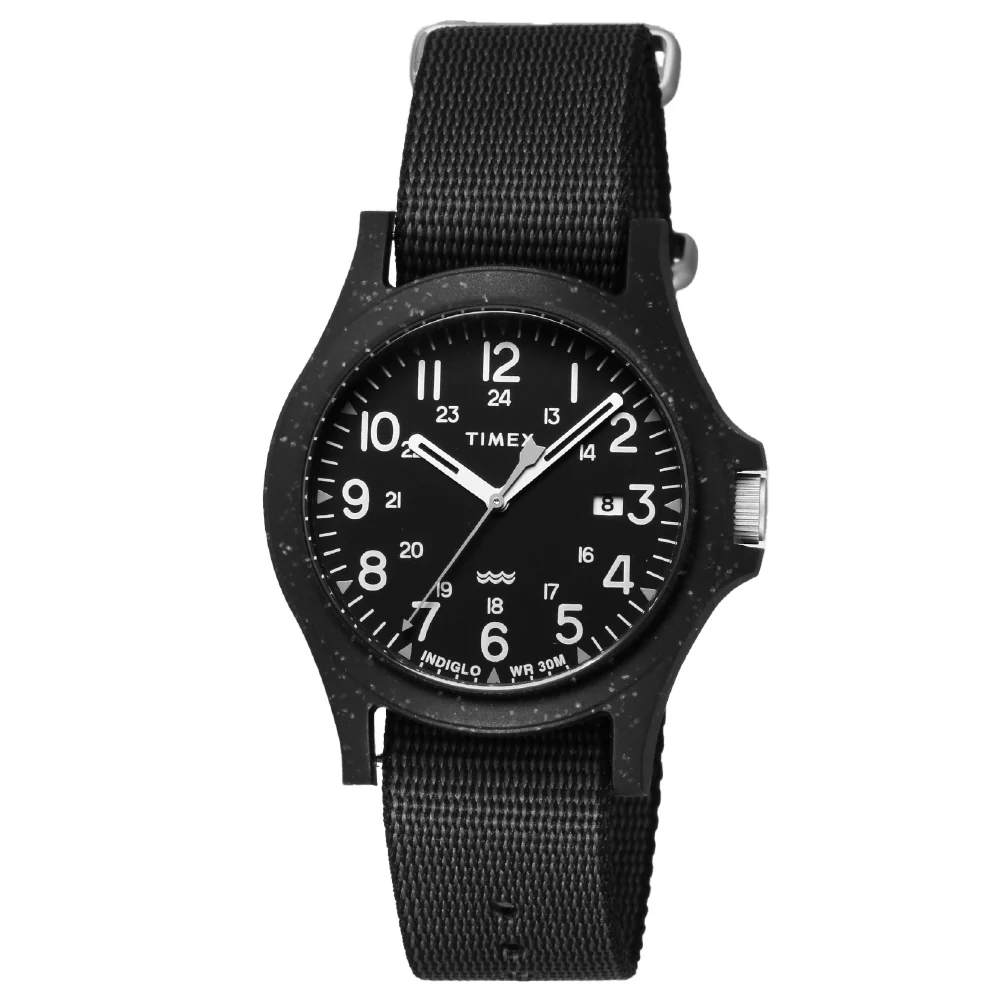 TIMEX TW2V81900 Reclaim Ocean 1-Year Warranty Eco-Friendly Materials Black Watch Stylish Design Water-Resistant