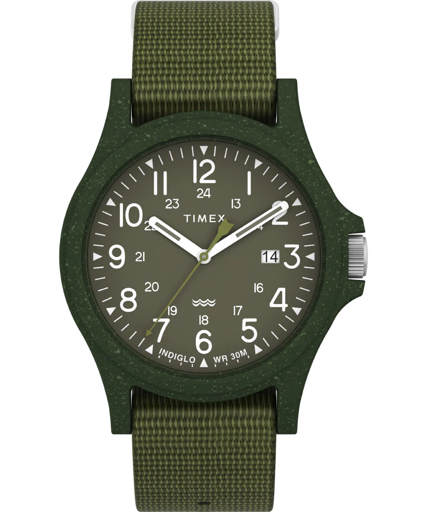 TIMEX TW2V96000 Reclaim Ocean Sustainable Design 1-Year Warranty Moss Green Eco-Friendly Materials