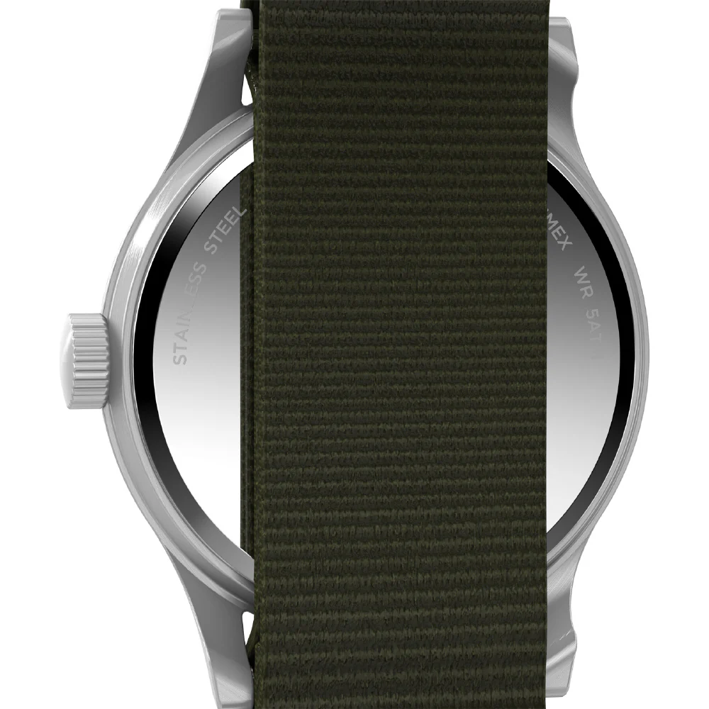 TIMEX TW2Y07900 MK1 Handwind 1-Year Warranty Black Dial Durable Khaki Green Strap Classic Design - Image 3
