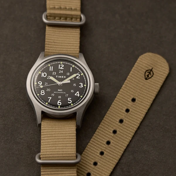 TIMEX TW2Y12000 TIMEX MK1 Handwind 1-Year Warranty Black Watch (Model: ) with Beige Strap - Genuine Product - Image 6