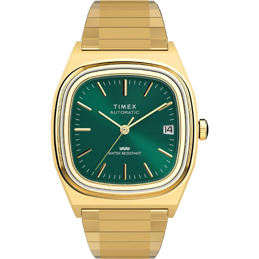 TIMEX TW2Y67700 1983 E-Line Automatic 1 Year Warranty Green Stainless Steel Water Resistant