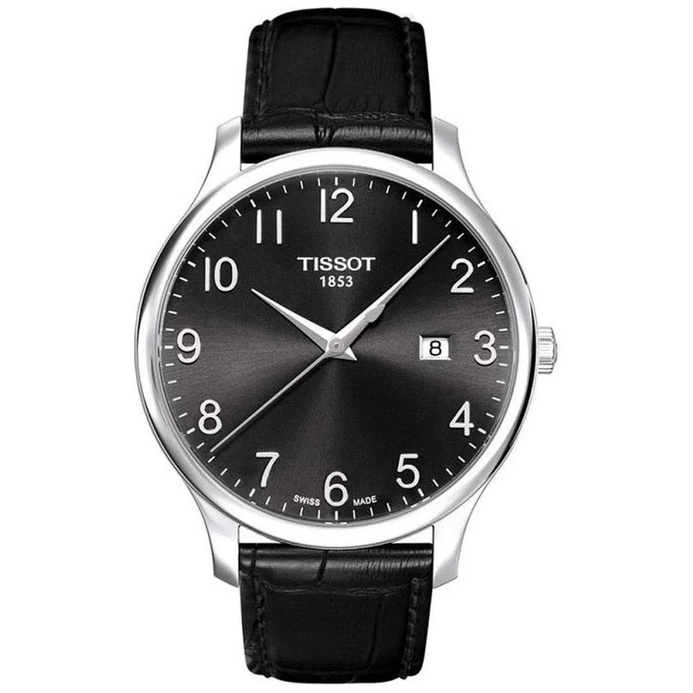 TISSOT T0636101605200 Tradition Black Dial Leather Strap Swiss Made Automatic Watch Stylish Elegant Durable