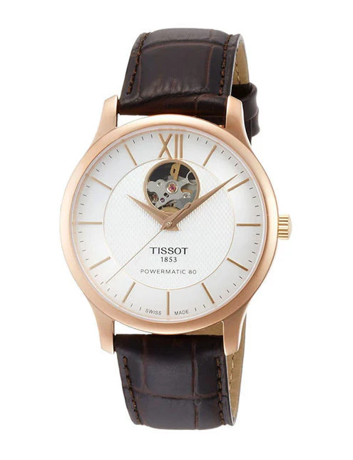 TISSOT T0639073603800 Tradition AT SI PGPVD Calf Leather Watch - Swiss Made, Elegant Design